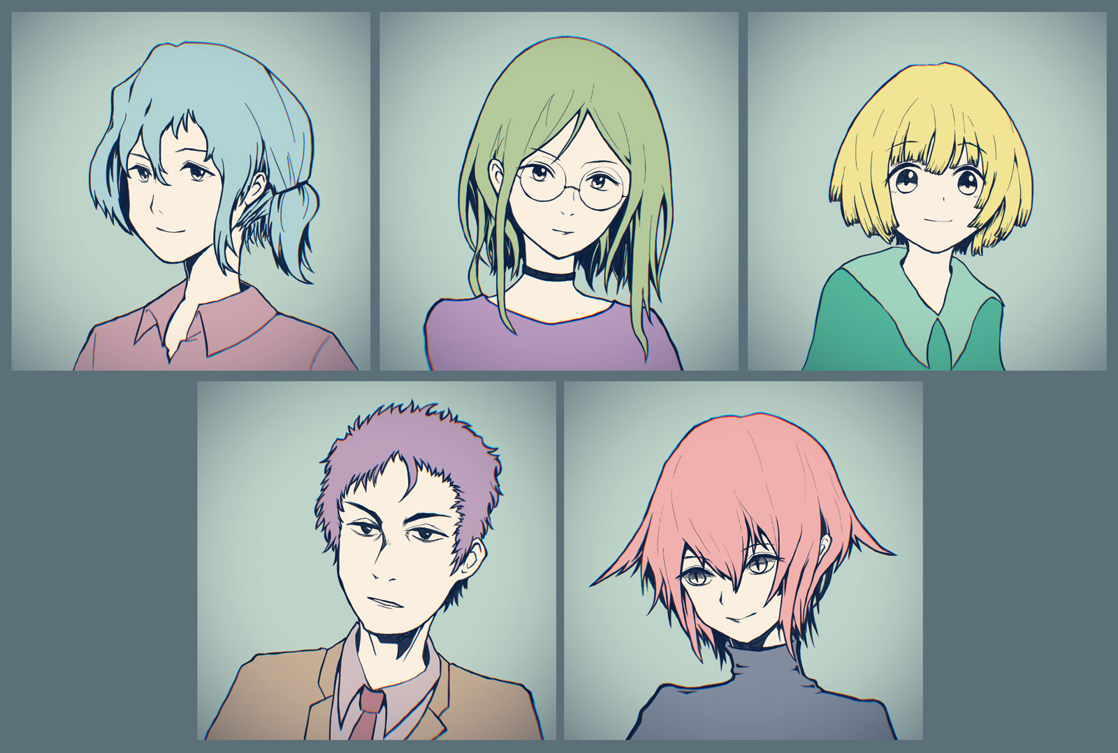 iPad で描いたゲームキャラの顔グラフィック