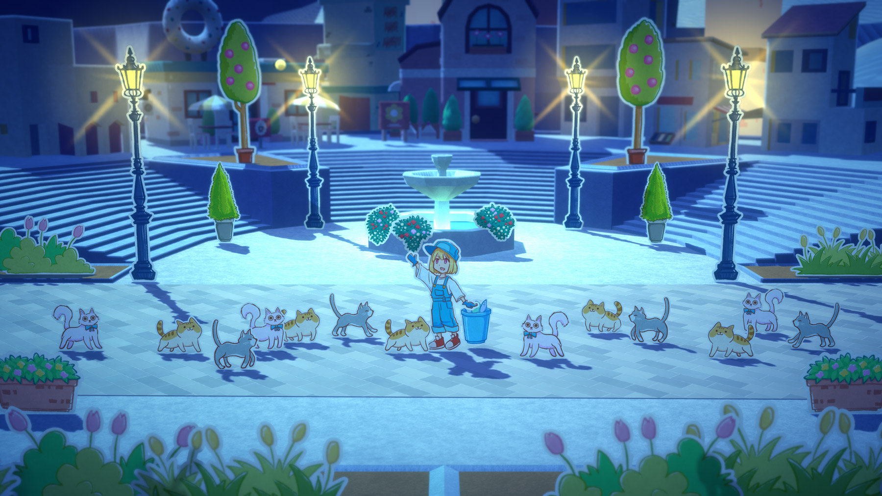 夜の青みがかったライティング